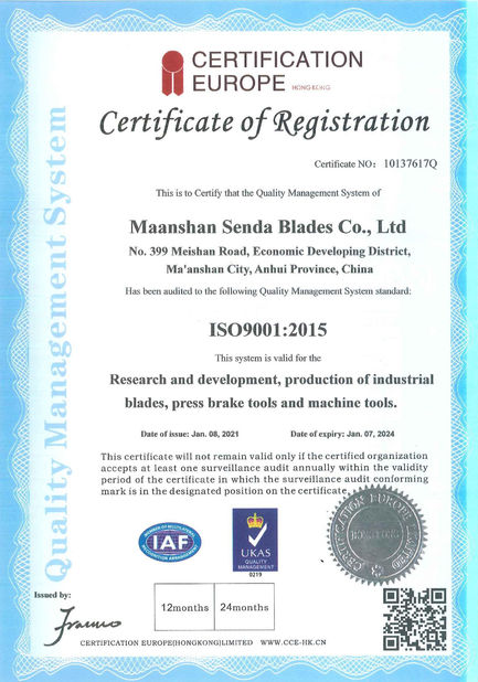 La CINA Senda Group Co.，Ltd Certificazioni